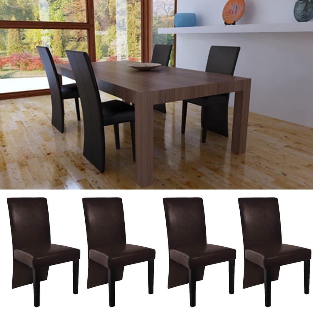 VidaXL Eetkamerstoelen 4 st kunstleer donkerbruin