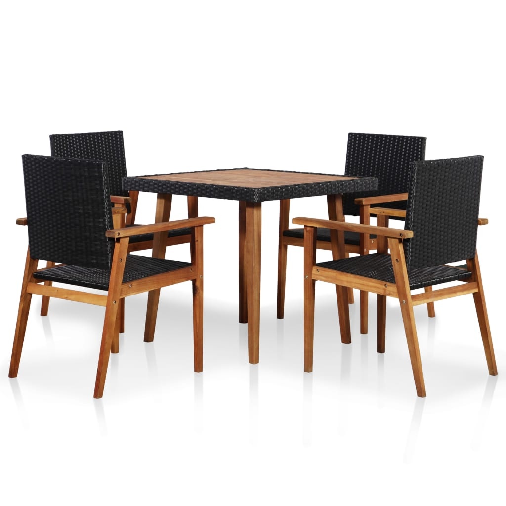 VidaXL 5-delige Tuinset poly rattan zwart en bruin