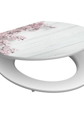 vidaXL Toiletbril met soft-close FLOWERS & WOOD MDF hoogglans