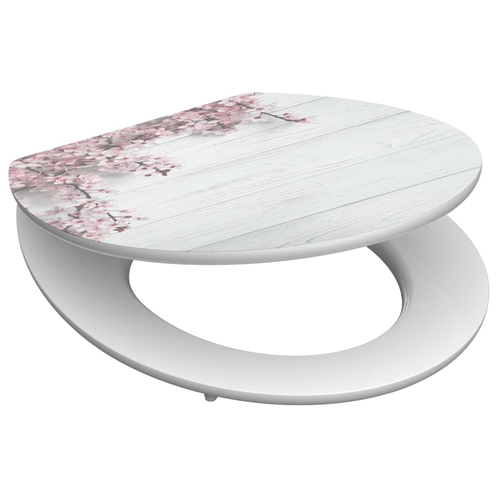 vidaXL Toiletbril met soft-close FLOWERS & WOOD MDF hoogglans