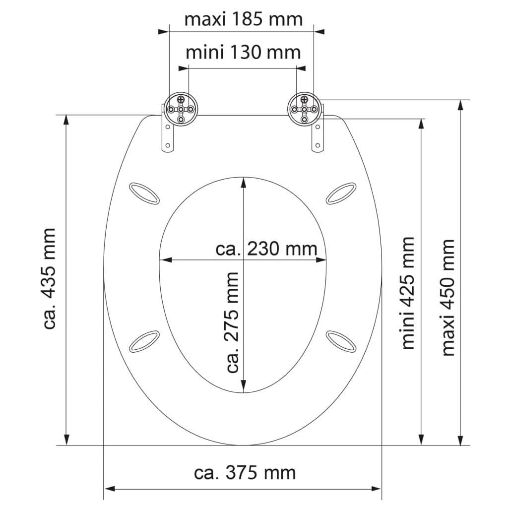 vidaXL Toiletbril met soft-close OASIS MDF hoogglans