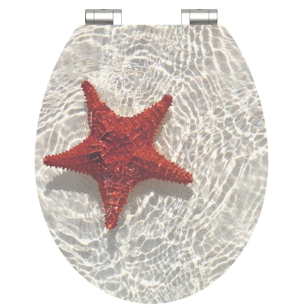 vidaXL Toiletbril met soft-close RED STARFISH MDF hoogglans