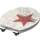 vidaXL Toiletbril met soft-close RED STARFISH MDF hoogglans