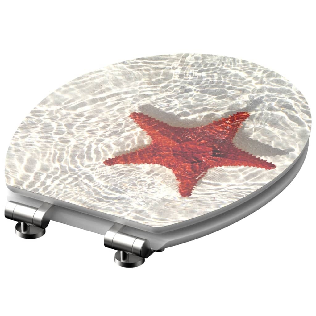 vidaXL Toiletbril met soft-close RED STARFISH MDF hoogglans