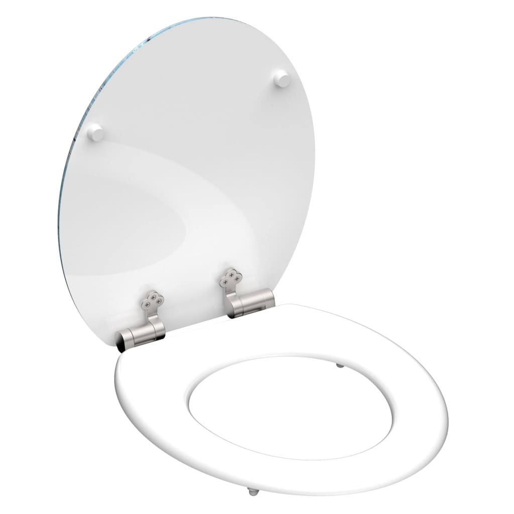 vidaXL Toiletbril met soft-close SHELL HEART MDF hoogglans