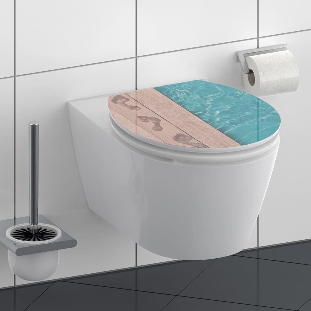 vidaXL Toiletbril met soft-close POOLSIDE MDF hoogglans