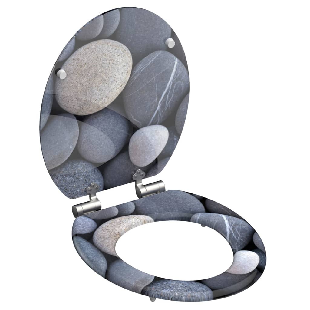 vidaXL Toiletbril met soft-close GREY STONE