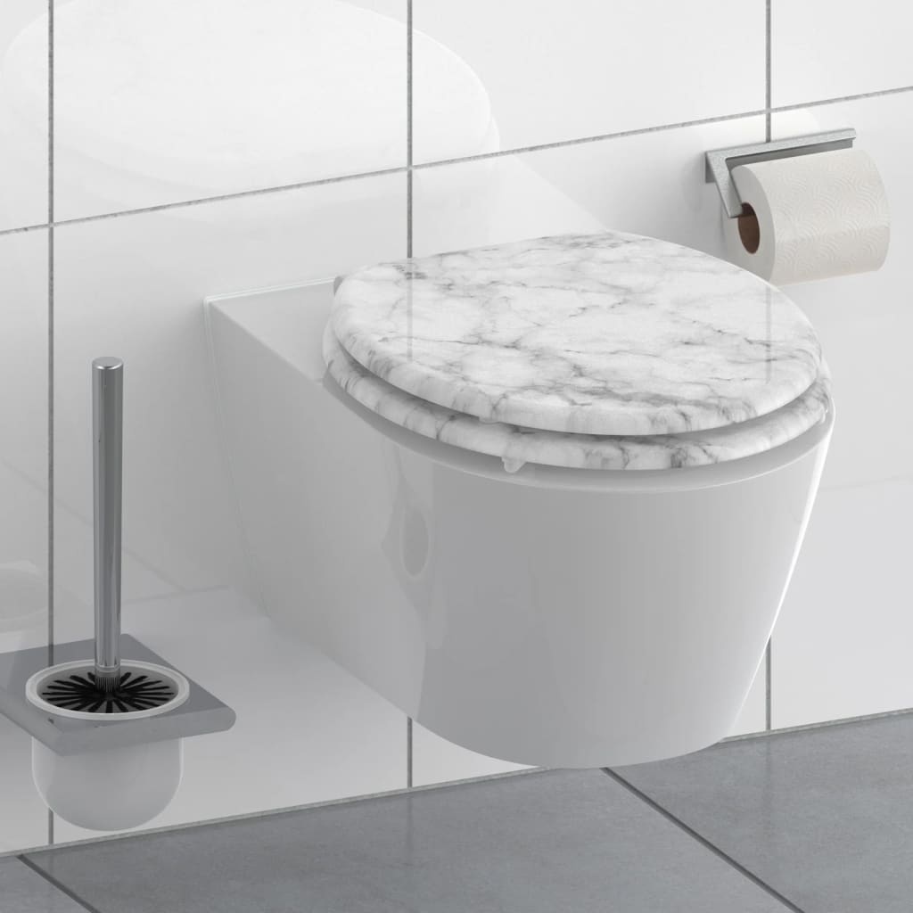 vidaXL Toiletbril met soft-close MARMOR STONE