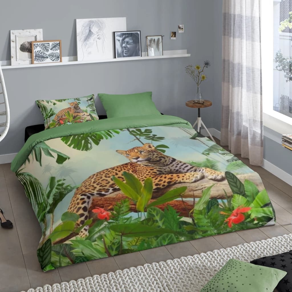 vidaXL Dekbedovertrek JUNGLE 200x200/220 cm meerkleurig