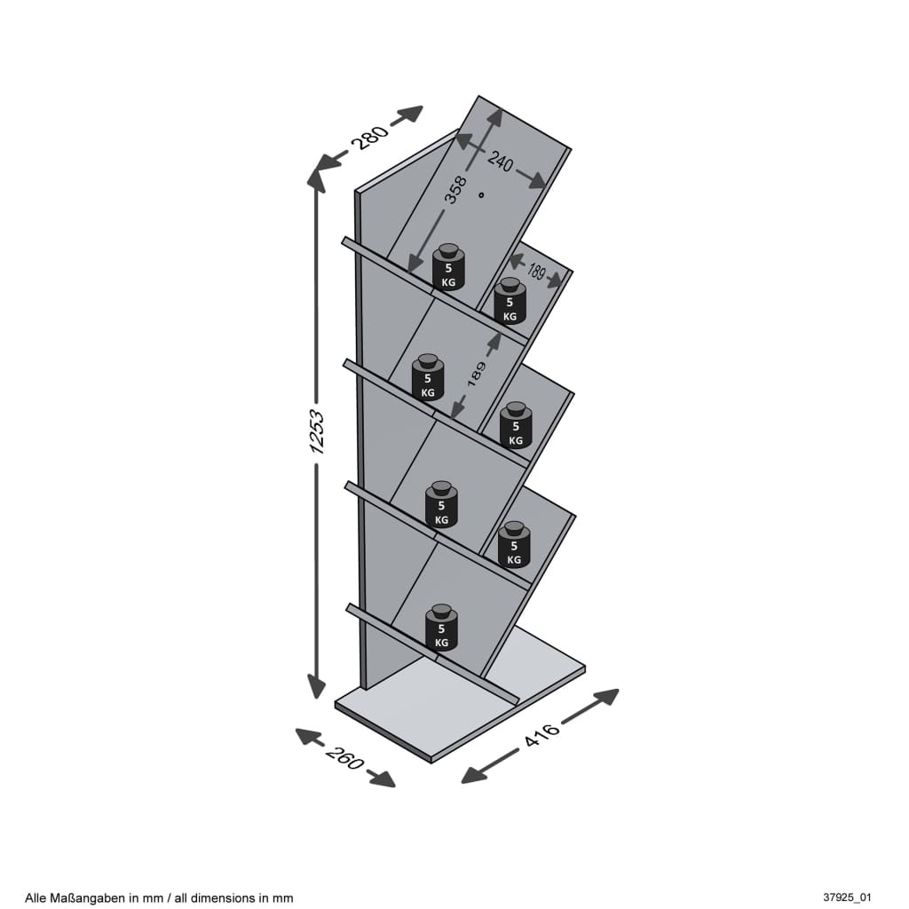 vidaXL Boekenplank staand geometrisch wit