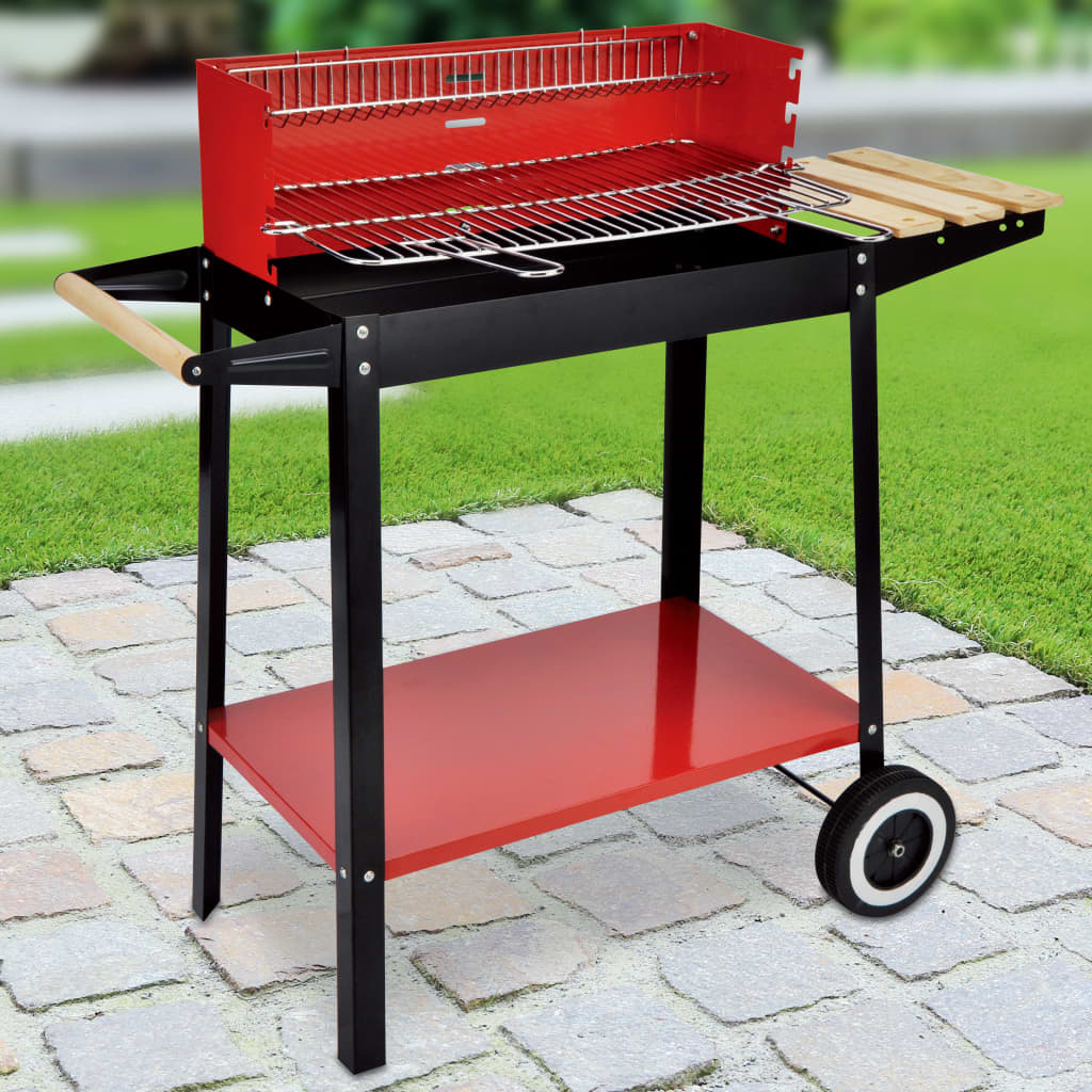 vidaXL Barbecuewagen houtskool 88x44x83 cm rood