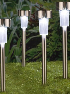 vidaXL Tuinlampen 4 st solar LED 36 cm roestvrij staal