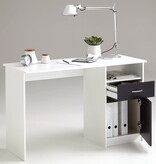 vidaXL Bureau met 1 lade 123x50x76,5 cm wit en zwart