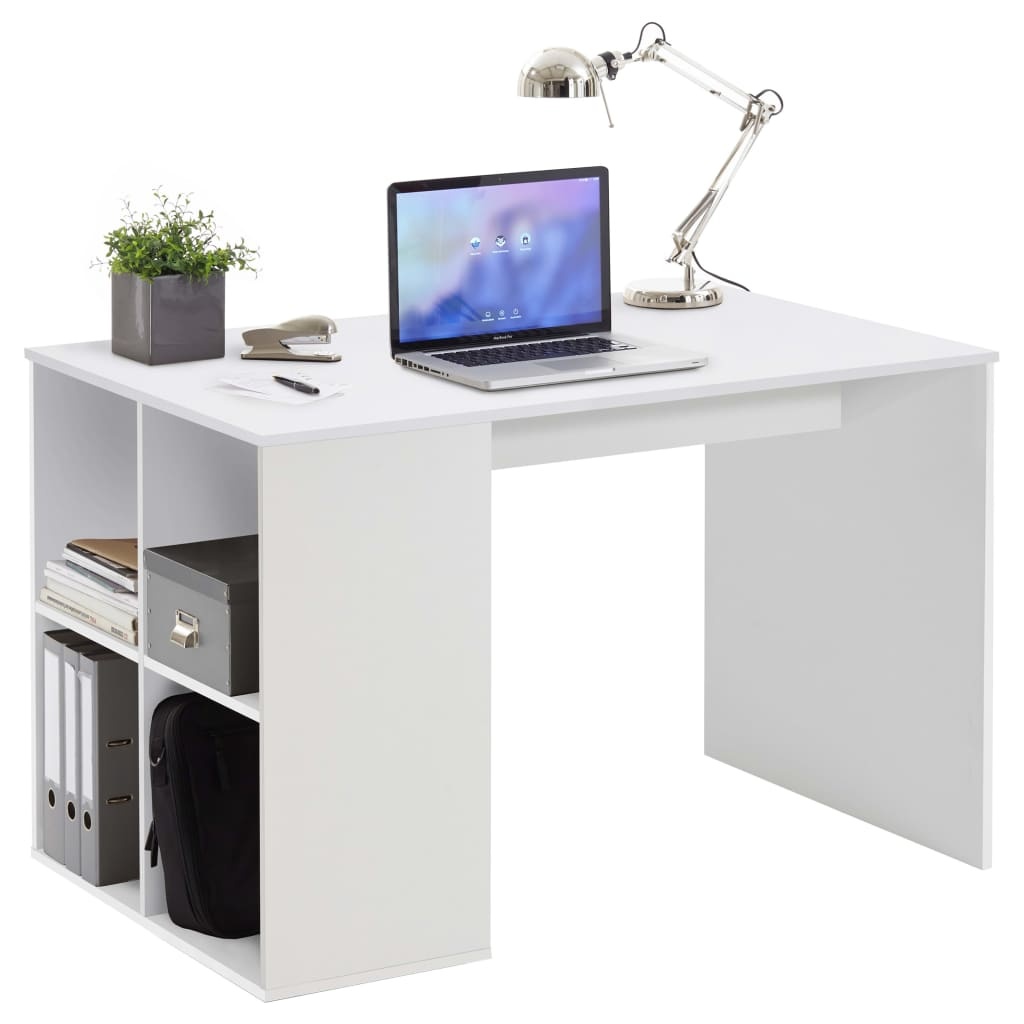 vidaXL Bureau met zijschappen 117x72,9x73,5 cm wit