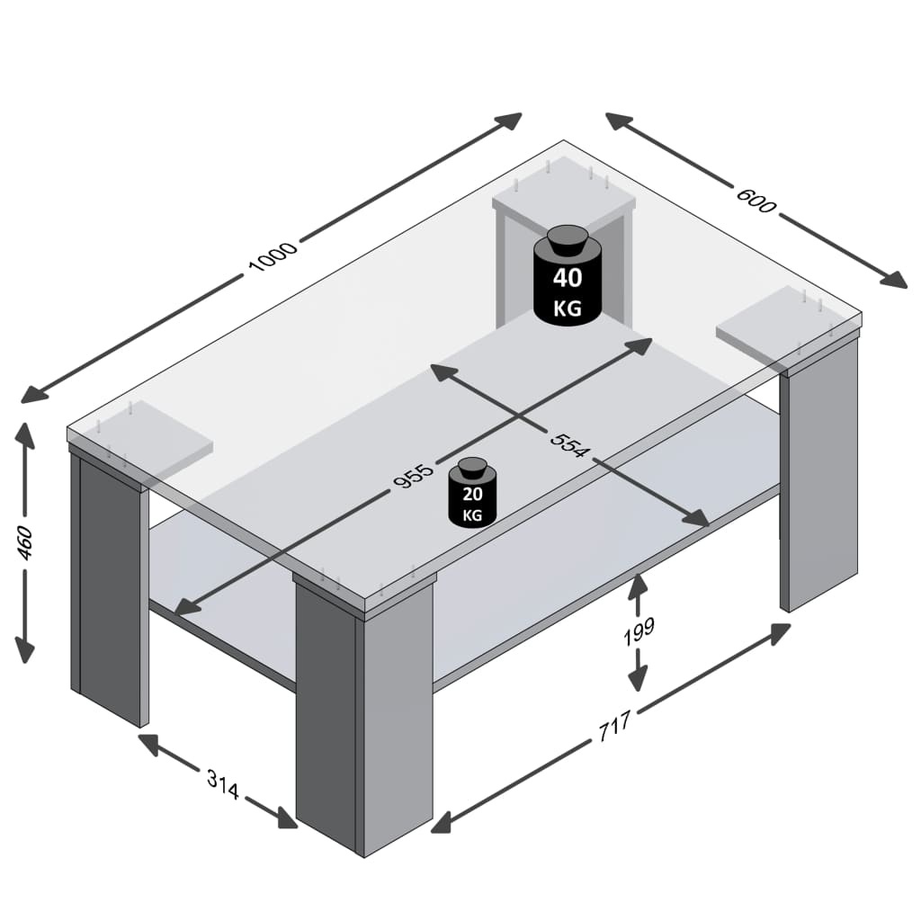 vidaXL Salontafel met schap 100x60x46 cm eikenkleurig