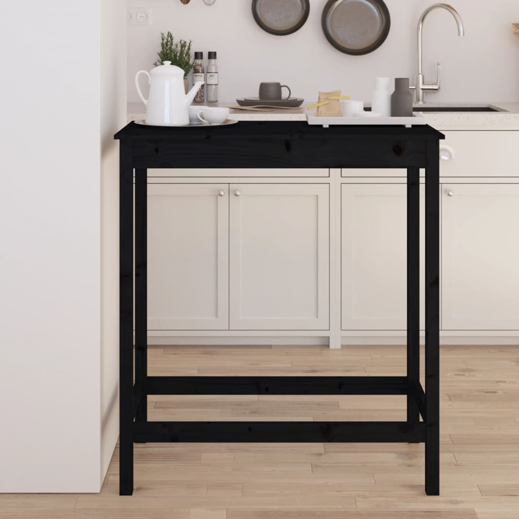 VidaXL Bartafel 100x50x110 cm massief grenenhout zwart