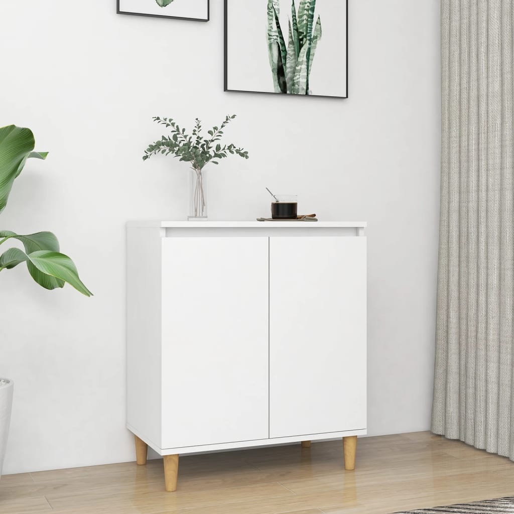 VidaXL Dressoir met massief houten poten 60x35x70 cm bewerkt hout wit