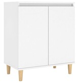 VidaXL Dressoir met massief houten poten 60x35x70 cm bewerkt hout wit