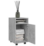 VidaXL Bijzetkast met wielen 33x38x60 cm spaanplaat betongrijs