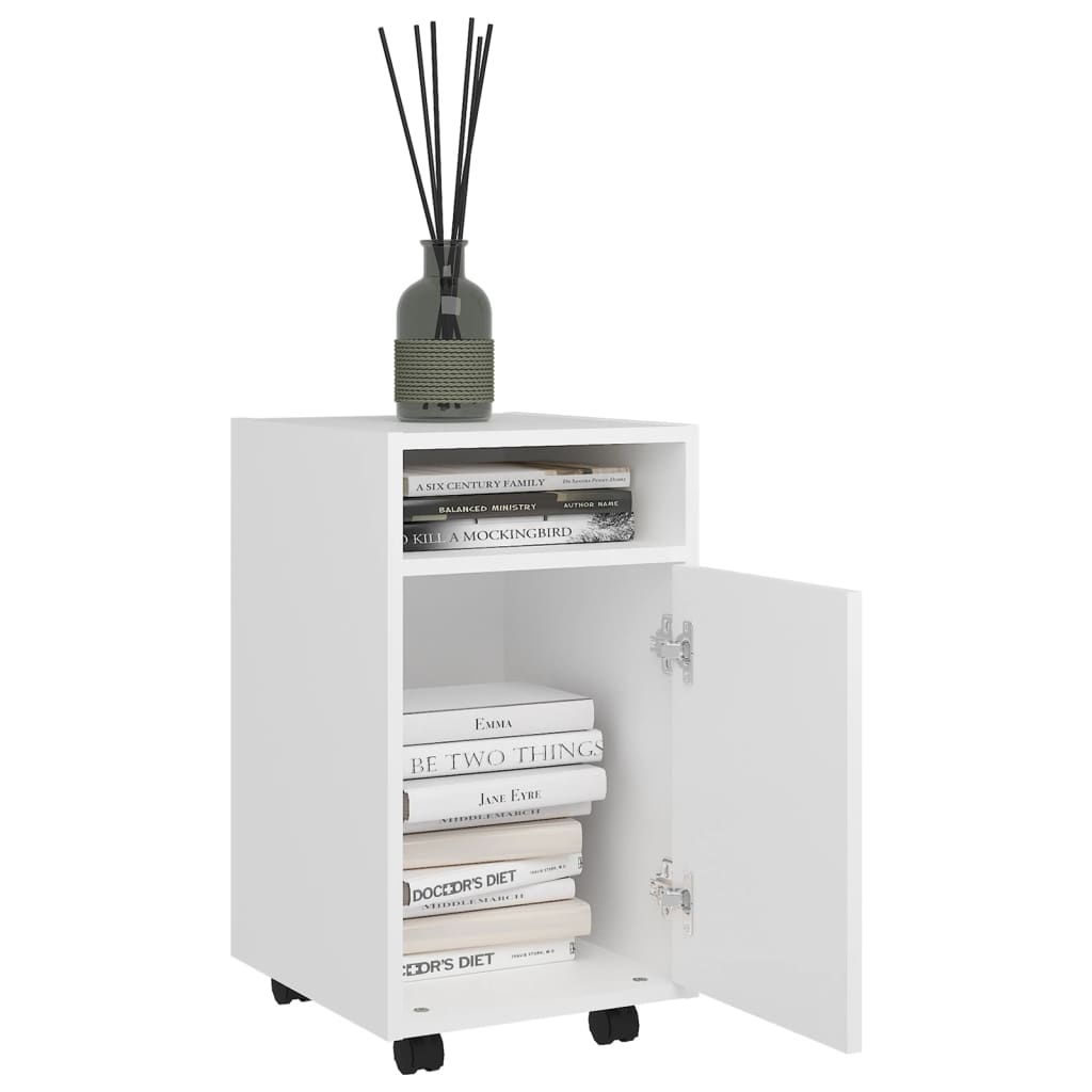VidaXL Bijzetkast met wielen 33x38x60 cm bewerkt hout wit