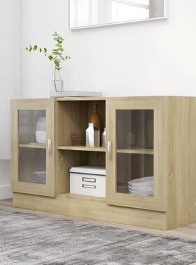 VidaXL Vitrinekast 120x30,5x70 cm spaanplaat sonoma eikenkleurig