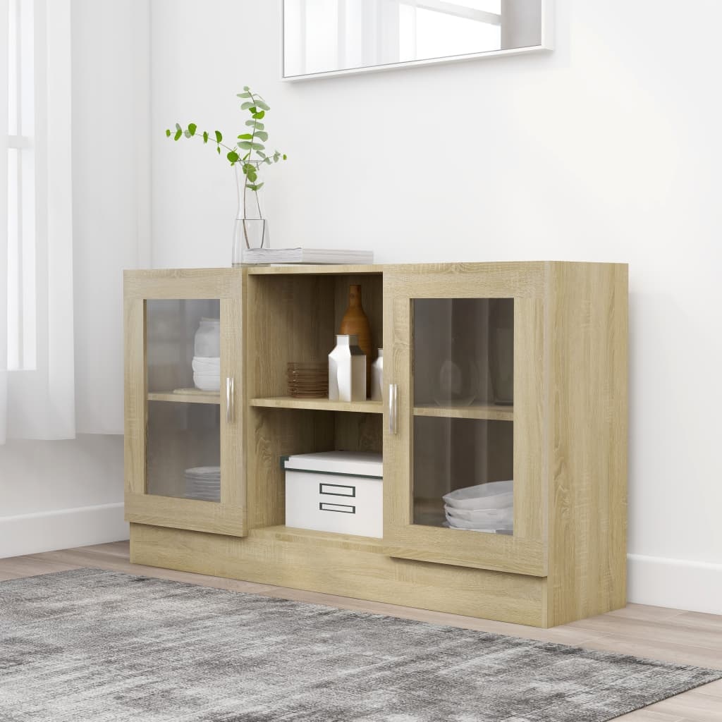 VidaXL Vitrinekast 120x30,5x70 cm spaanplaat sonoma eikenkleurig