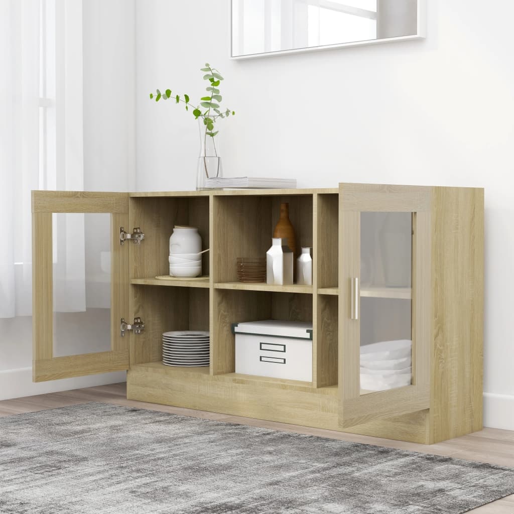 VidaXL Vitrinekast 120x30,5x70 cm spaanplaat sonoma eikenkleurig