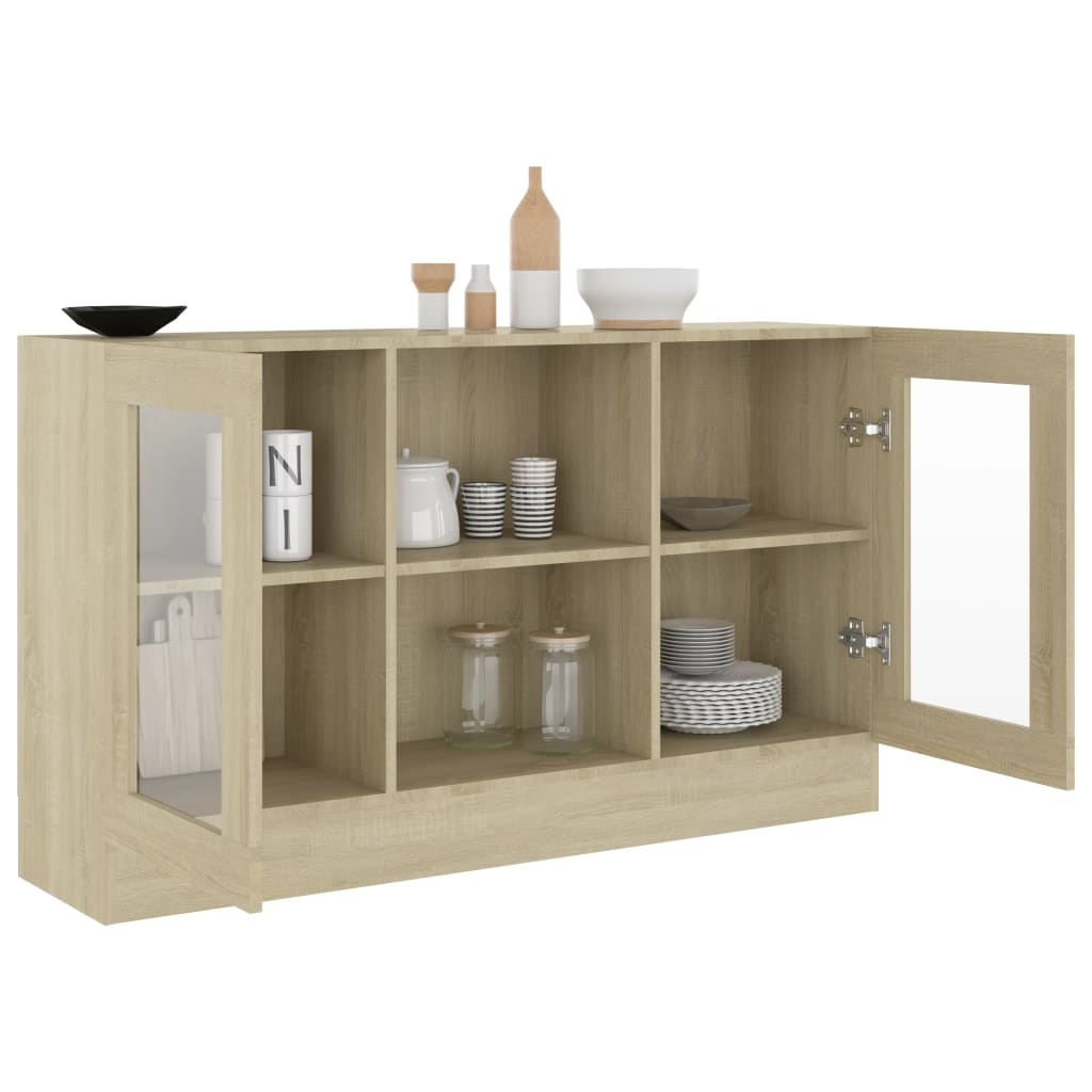 VidaXL Vitrinekast 120x30,5x70 cm spaanplaat sonoma eikenkleurig