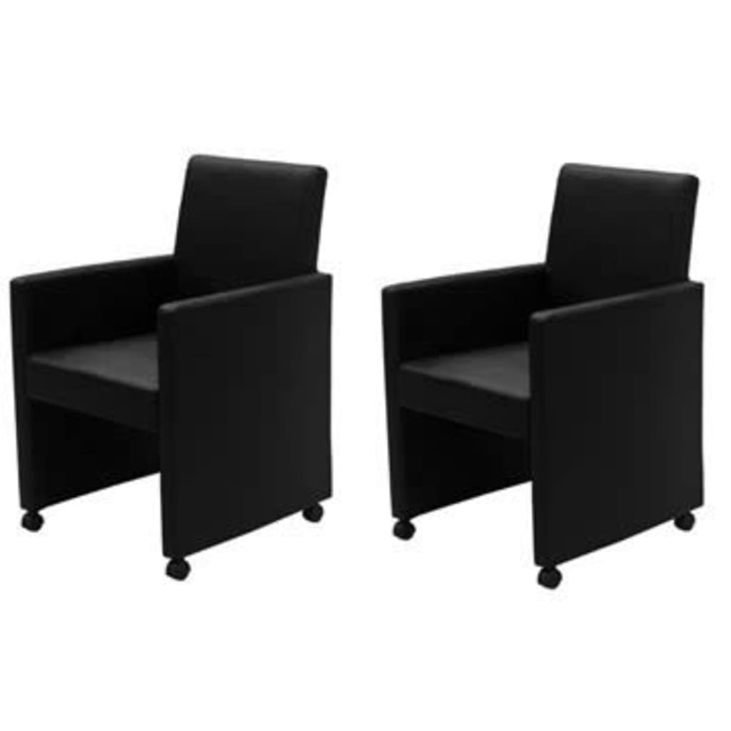 VidaXL Eetkamerstoelen 2 st kunstleer zwart
