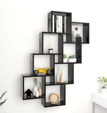 Wandschap kubus 90x15x119 cm spaanplaat zwart