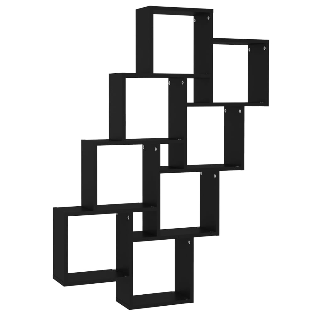 Wandschap kubus 90x15x119 cm spaanplaat zwart