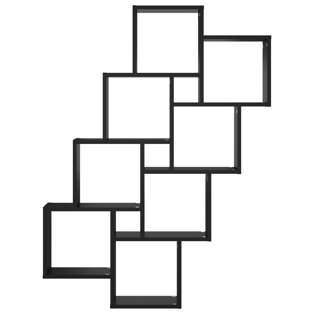 Wandschap kubus 90x15x119 cm spaanplaat zwart