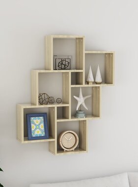 Wandschap kubus 78x15x93 cm spaanplaat sonoma eiken