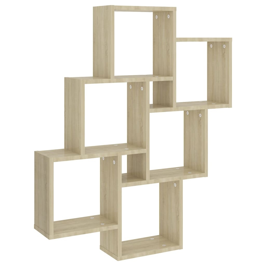 Wandschap kubus 78x15x93 cm spaanplaat sonoma eiken