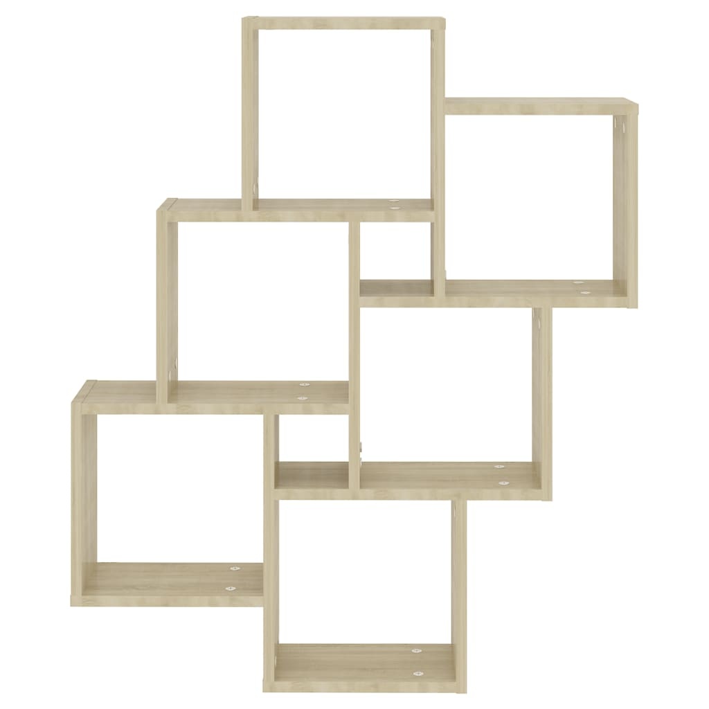 Wandschap kubus 78x15x93 cm spaanplaat sonoma eiken