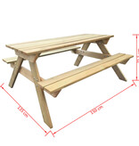 VidaXL Picknicktafel 150x135x71,5 cm hout