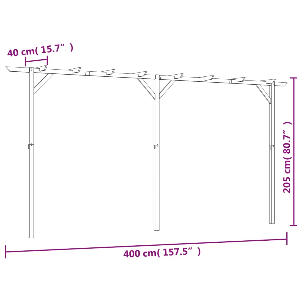 vidaXL Pergola 400x40x205 cm hout