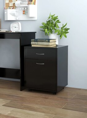 VidaXL Kast verrijdbaar 45x38x54 cm spaanplaat zwart