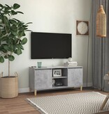 VidaXL Tv-meubel met massief houten poten 103,5x35x50 cm betongrijs