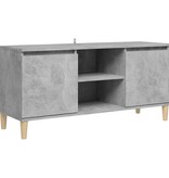 VidaXL Tv-meubel met massief houten poten 103,5x35x50 cm betongrijs