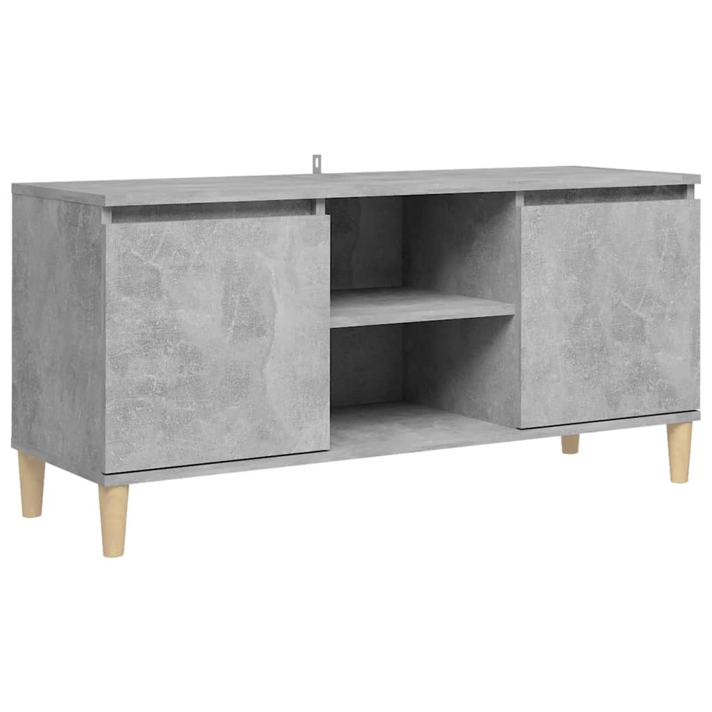 VidaXL Tv-meubel met massief houten poten 103,5x35x50 cm betongrijs