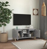 VidaXL Tv-meubel met massief houten poten 103,5x35x50 cm betongrijs
