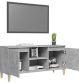 VidaXL Tv-meubel met massief houten poten 103,5x35x50 cm betongrijs