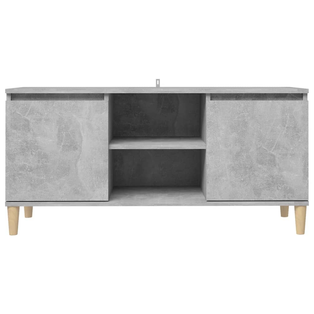 VidaXL Tv-meubel met massief houten poten 103,5x35x50 cm betongrijs