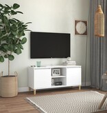 VidaXL Tv-meubel met massief houten poten 103,5x35x50 cm wit
