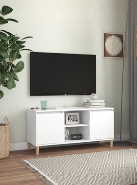 vidaXL Tv-meubel met massief houten poten 103,5x35x50 cm wit