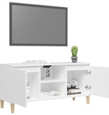 VidaXL Tv-meubel met massief houten poten 103,5x35x50 cm wit