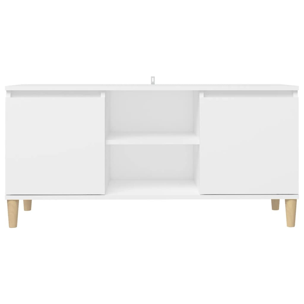 VidaXL Tv-meubel met massief houten poten 103,5x35x50 cm wit