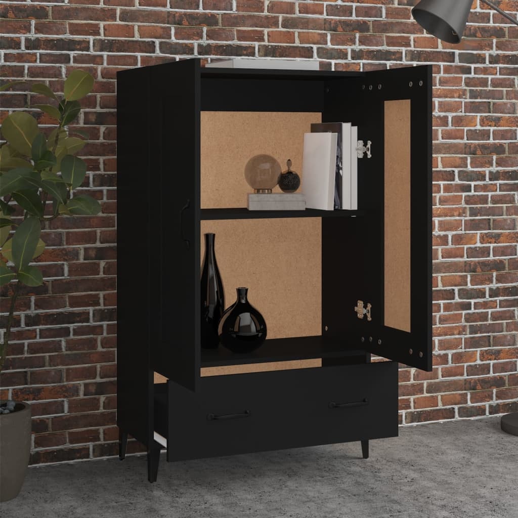VidaXL Hoge kast 70x31x115 cm bewerkt hout zwart
