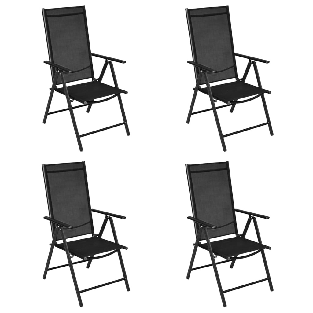 VidaXL Tuinstoelen inklapbaar 4 st aluminium en textileen zwart